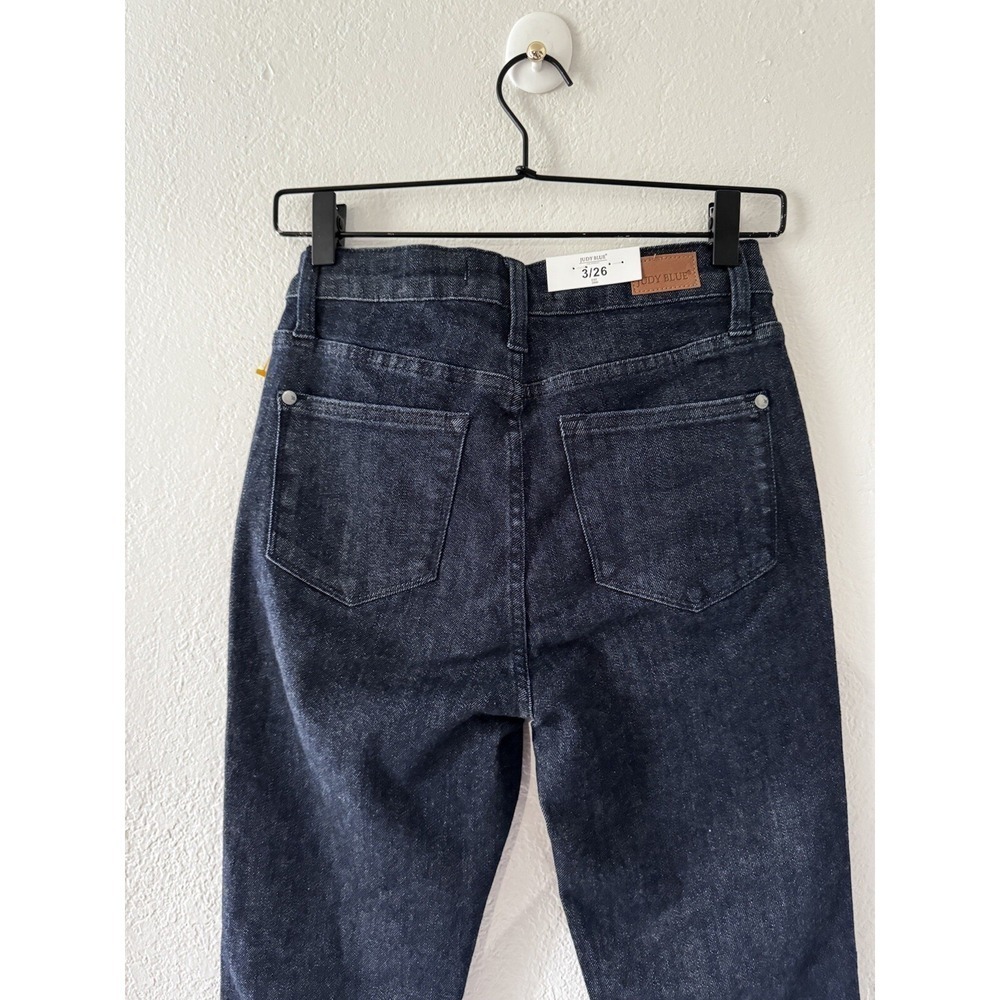 Judy Blue Tummy Control Skinny High Waist Jeans Raw Hem Dark Wash Sz 26‎ - Picture 12 of 16